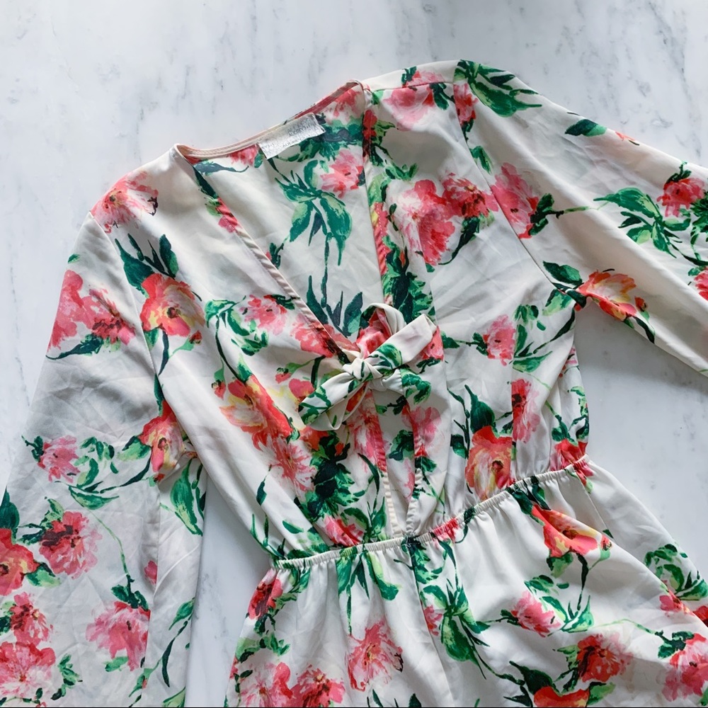 White Floral Long Sleeve Romper - Picture 10 of 12